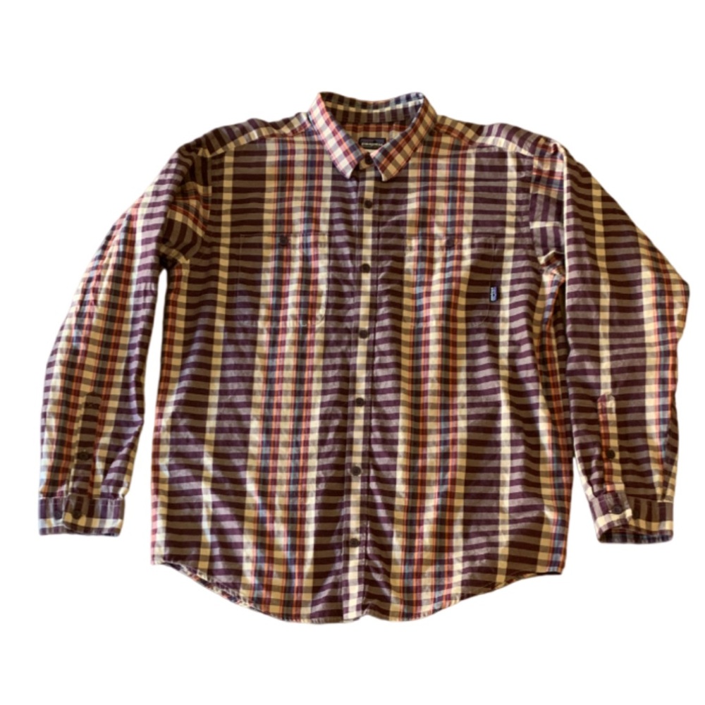 Patagonia Multicolor Plaid Men's Cotton Button Down Shirt - Large
